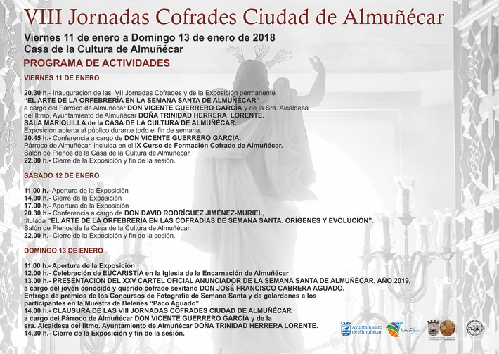 Las VIII Jornadas Cofrades Ciudad de Almuñécar se desarrollarán del 11 a 13 de enero.